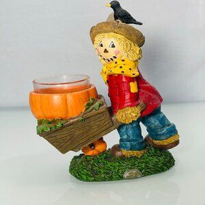 Yankee Candle Halloween Fall Scarecrow Pumpkin Wheelbarrow Candle Holder